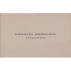 [HOMOLACS Emanuel] Karta wizytowa Emanuela Homolacsa, pułkownika saperów Wojska Polskiego [nie po 1929 r.]