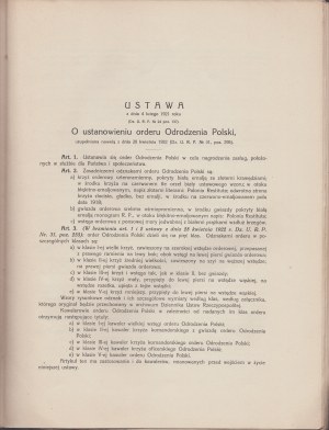 Order of Polonia Restituta. Triennium of the First Chapter 1921-1924. presidium of the Council of Ministers. Warsaw 1926.