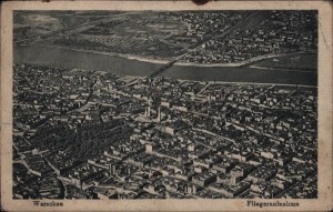 Polish-Bolshevik War] Postcard with view of Warsaw and stamp: Oficerska Szkoła Obserwatorów Lotniczych. Warsaw 1920