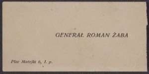 Polish Army] Visiting ticket of Gen. Roman Zaba [before 1939].
