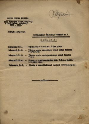 Higher War College] Course of higher D-heads of Artillery and Offic. Artillery Staff 1933-1934; Tactics of Artillery. Solution of oral exercise 2.