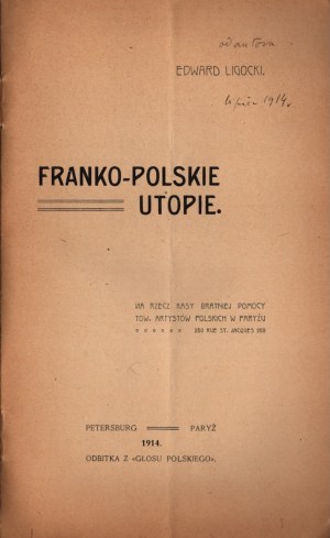 LIGOCKI Edward - Franco-Polish utopias. St. Petersburg-Paris, 1914; print from 