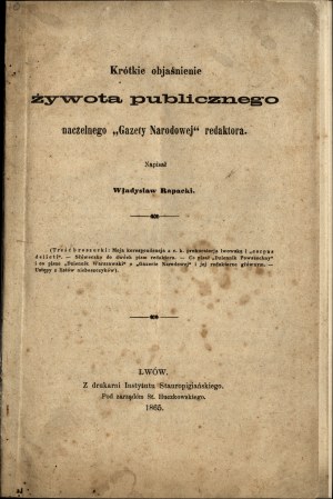 RAPACKI Władysław - Short explanation of the public life of the editor-in-chief of 