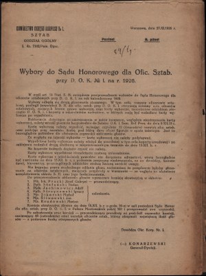 Election to the Court of Honor for Staff Officers, 1926.