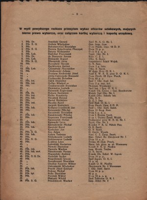 Election to the Court of Honor for Staff Officers, 1926.