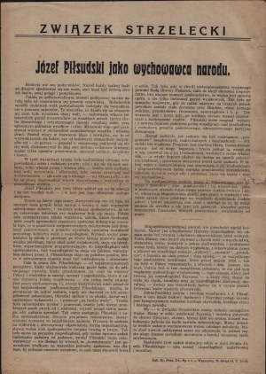 Riflemen's Association] Jozef Pilsudski as educator of the nation. Leaflet