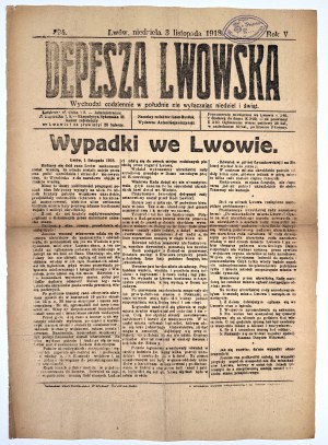 Battle for Lviv] Lviv dispatch dated November 3, 1918. No. 294 Year. V. 