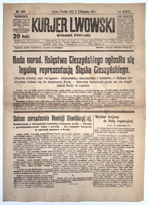 Battle for Lviv] Kurjer Lwowski. Morning edition of November 1, 1918. Lviv. No. 506. year XXXVI.