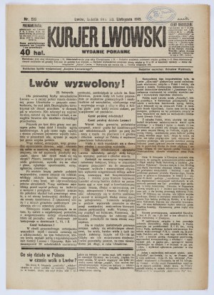 Battle for Lviv] Lviv liberated! Kurjer Lwowski Morning edition of November 23, 1918. no. 516. published by the publishing company 