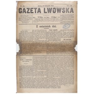 Bitwa o Lwów] Z ostatnich dni. Lwów, 22 listopada 1918 r. Gazeta Lwowska wydanie z dnia 23 listopada 1918 r. Nr. 251. Z drukarni Wł. Łozińskiego we Lwowie.