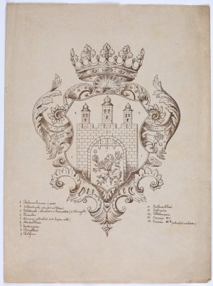 Coat of arms of the city of Lviv in Austrian approval. Lithograph from the k. XIX century.