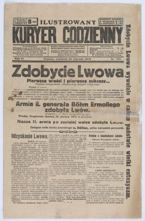 World War I] Illustrowany Kuryer Codzienny. Year VI. No. 154, 24 June 1915. The capture of Lviv. First news and first successes....