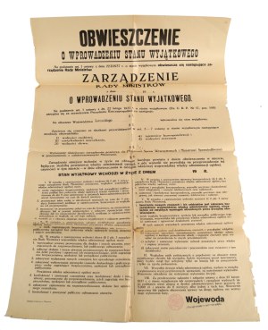 LVIV] Announcement on the introduction of the state of emergency [in blank, Lviv, not before II 1937] State Printing House in Warsaw.