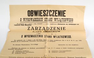 LVIV] Announcement on the introduction of the state of emergency [in blank, Lviv, not before II 1937] State Printing House in Warsaw.