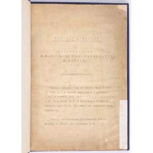 Rynek antykwaryczny we Lwowie] Katalog aukcyjny księgozbioru po śp. inż.. Kazimierzu Tytusie Pawłowskim we Lwowie. Aukcja odbędzie się […] 3 lutego 1930 r. […] Aukcję przeprowadza antykwarnia Józefa Hozla we Lwowie, ul. Batorego l. 18.