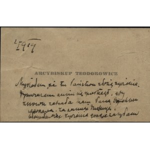 TEODOROWICZ Józef Abp] Zestaw druków ulotnych i pamiątek związanych z postacią abpa Józefa Teodorowicza. Lwów [do 1938 r.]