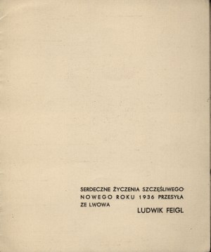 TYROWICZ Ludwik - New Year greeting card designed for Ludwik Feigl. Lviv 1936.