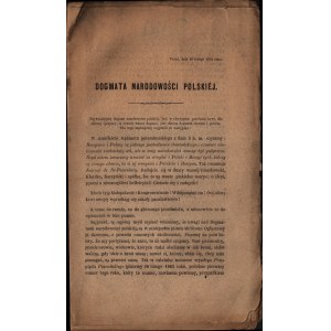 XIX WIEK] DUCHIŃSKI Franciszek. Dogmata narodowości polskiej. [Paryż 1863] Imprimerie Maulde et Renou.