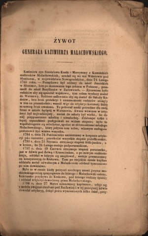 XIX WIEK] ZWIERKOWSKI Walenty - Żywot generała Kazimierza Małachowskiego. Paris 1845. in the Polish Catholic Bookstore. In the Printing House of Bourgogne and Martinet.