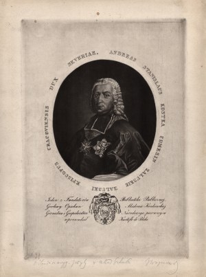 XIX-XX century] ZAŁUSKI Andrzej Stanisław Kostka]. Andreas Stanislaus Kostka Comesin [!] Zaluskie Zaluski Episcopus Cracoviensis. Mezzotint with etching [print from original plate made by Prof. Jan Wojnarski).
