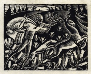 SKOCZYLAS Władysław (1883-1934) - Hunting [1920]. Woodcut on tissue paper