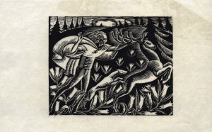 SKOCZYLAS Władysław (1883-1934) - Hunting [1920]. Woodcut on tissue paper