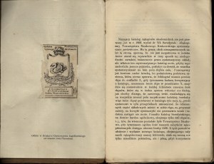 CZUBEK Jan - Katalog rękopisów Akademii Umiejętności w Krakowie. Kraków 1906 [and] Katalog rękopisów Akademii Umiejętności w Krakowie. Appendix I. Kraków 1912. circulation. Academy of Skills.