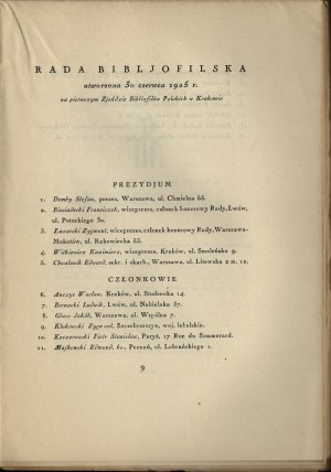 Poczet członków Polskich Towarzystw Bibljofilskich w r. 1928. warszawa 1928. nakładem Tow. Bibljofilów Polskich w Warszawie.
