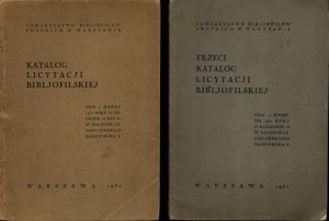 Antiquarian market] Set of 5 Catalogues of Bibljofilski Licitations from the years 1926-1956. Warsaw. Society of Polish Bibljophiles in Warsaw (1926-1931) and Society of Book Lovers in Cracow (1956).