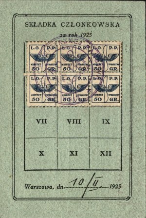 LOPP. Legitimation No. 1. for Aleksander Gieysztor. Issued by circle no. 101. Warsaw 1925 .