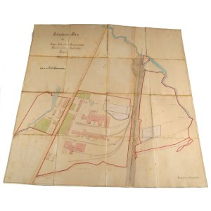Pierwsza Galicyjska Fabryka Sody Amoniakalnej S.A.] Situations-plan der Ersten Galizischen Ammoniaksoda Fabriks Aktion Gesellschaft Podgórze [Kraków ca 1909 r.].