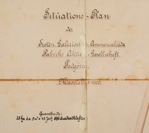 First Galician Ammonia Soda Factory S.A.] Situations-plan der Ersten Galizischen Ammoniaksoda Fabriks Aktion Gesellschaft Podgórze [Krakow ca 1909].