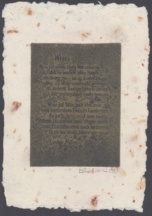 ROGIÑSKI Lukasz - Two etchings to poems by Czeslaw Milosz 