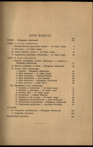 Socialism : bibliographical and methodological outline. Cracow 1931. published by Tow. Uniwersytetu Robotniczego (TUR).