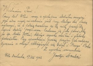SOKULSKI Justyn] Handwritten letter to Julia Mękicka dated. Wola Duchacka, 17 XII 1942.