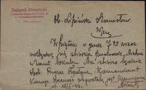 Rifle Association. Call to assembly, Tomaszow Mazowiecki. 1933 r.