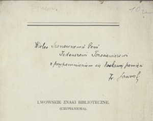 JAWORSKI Franciszek - Lwowskie znaki biblioteczne (Lwowskie znaki biblioteczne) (supplements). Lwow 1908. published by 