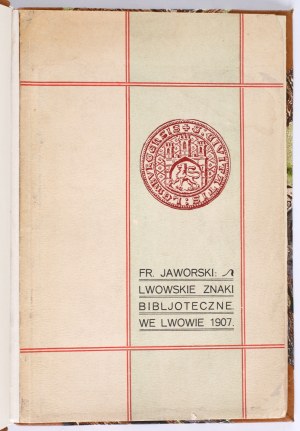 JAWORSKI Franciszek - Lviv library signs. With 29 engravings in the text. Lviv 1907. published by 