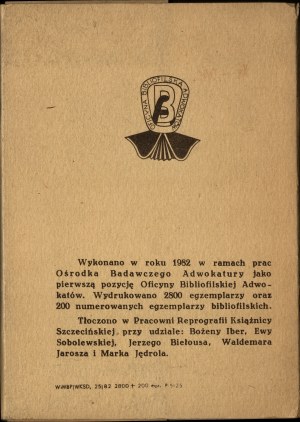 ŁYCZYWEK Roman, PIOSICKI Jerzy - EKSLIBRISY ADWOKACKIE. Warsaw 1982