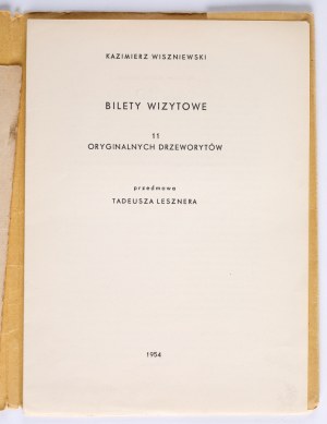WISZNIEWSKI Kazimierz - Visiting tickets : 11 original woodcuts : foreword by Tadeusz Leszner. W. D. Frankfurt /M. 1954 [original woodcut designs and 2 additional prints].