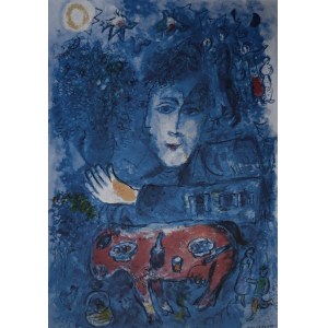 Marc Chagall (1887-1985), Two blue faces and a red donkey