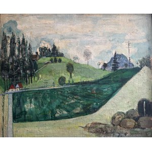 Joseph Pressmane (1904-1967), Pejzaż z domami, 1958