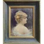 Emile E. Semenowsky (1857-1911), Portret kobiety z różą we włosach, 1889