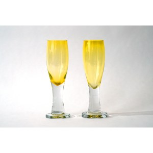 Glass glasses - 2 pieces - HS Sudety - Z. Horbowy - yellow