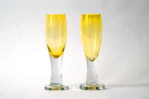 Glass glasses - 2 pieces - HS Sudety - Z. Horbowy - yellow