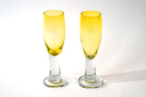 Glass glasses - 2 pieces - HS Sudety - Z. Horbowy - yellow
