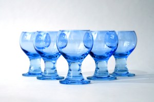 Set of glass goblets - HS Sudety - Z. Horbowy - blue