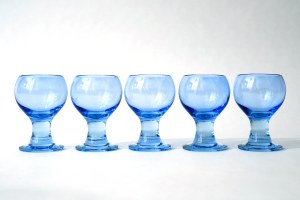 Set of glass goblets - HS Sudety - Z. Horbowy - blue