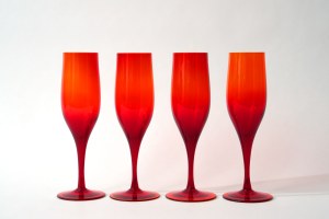 Glass glasses - 4 pieces - HS Sudety - Z. Horbowy - red