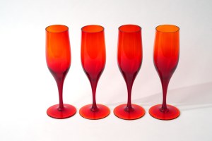 Glass glasses - 4 pieces - HS Sudety - Z. Horbowy - red